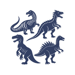 Dinosaur Silhouettes Set Clip art Vector Illustration