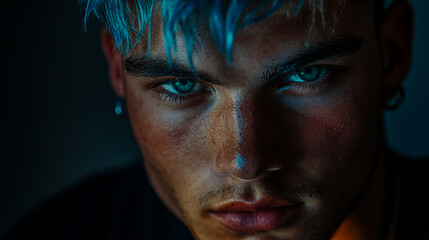 A modern, stylized portrait with an edgy and dynamic aesthetic
