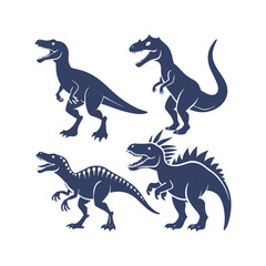 Dinosaur Silhouettes Set Clip art Vector Illustration