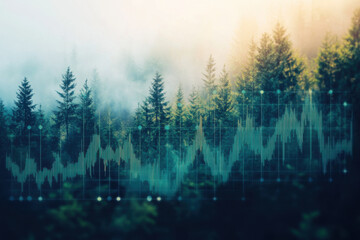 Obraz premium Forest Background with Stock Chart Overlay