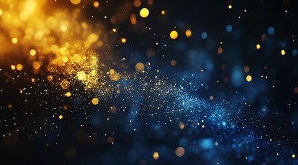 Abstract Blue and Gold Glitter Sparkles Background Texture Festive Shimmering Dust Overlay