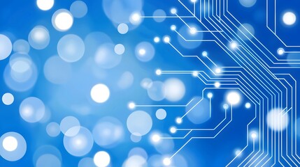 Abstract Technology Background with Circuit Lines and Light Bokeh