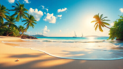 Obraz premium tropical beach with palm trees