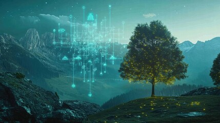 Fototapeta premium AI Agent Supporting Environmental Conservation