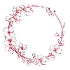 Delicate Floral Wreath with Pink Blossoms and Curly Vines