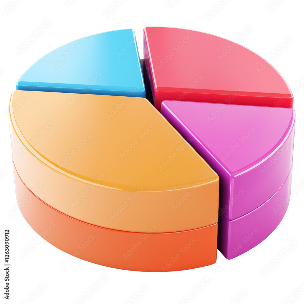 Aufkleber Colorful pie chart model representing data segments, ideal for presentations and educational purposes. This vibrant design enhances visual understanding of statistics