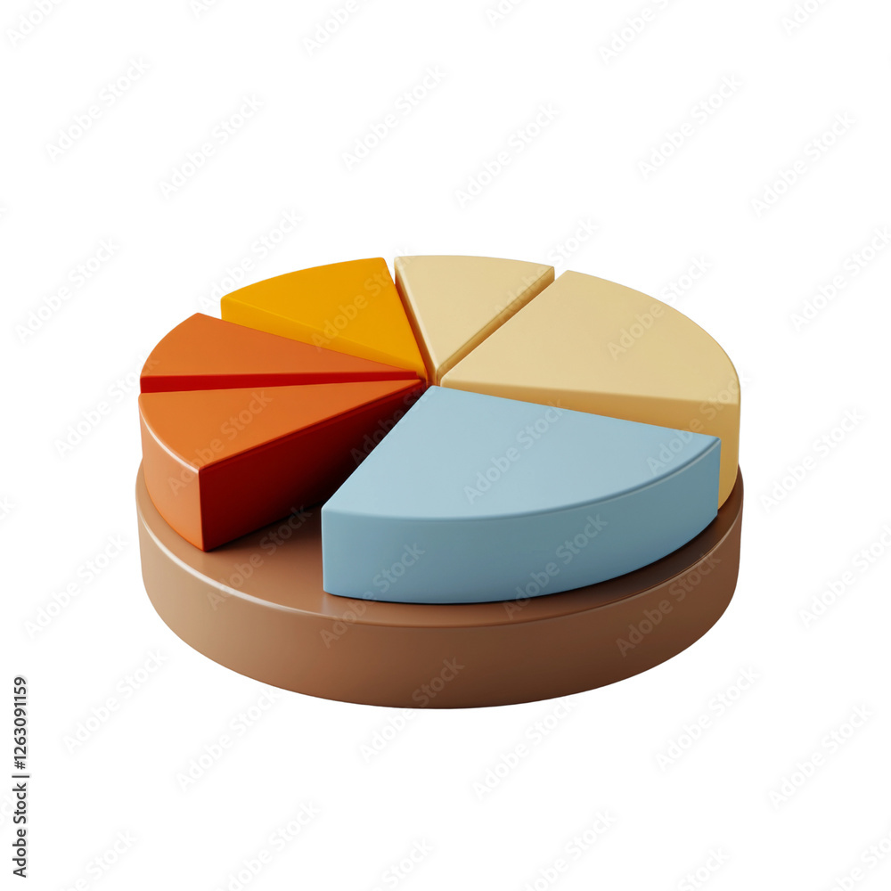 Fototapete colorful pie chart with various segments representing data visually. chart features orange, yellow, 