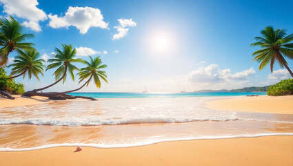 Obraz premium tropical beach with palm trees