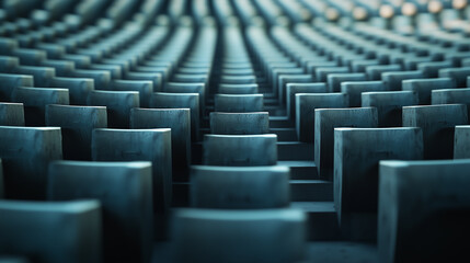 Obraz premium Modern coliseum transformed into housing with rows of seating creating a unique living environment