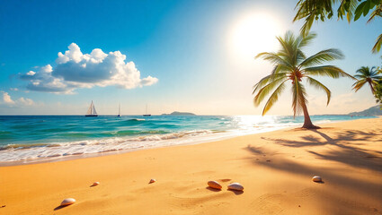 tropical beach with palm trees