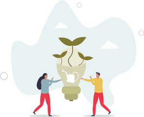 Sustainable innovation and smart ecological business.flat character life .