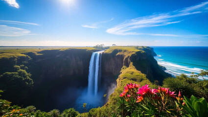 waterfall in the mountains