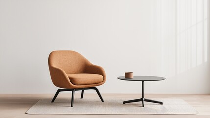 Modern armchair and side table in minimalist room (1)