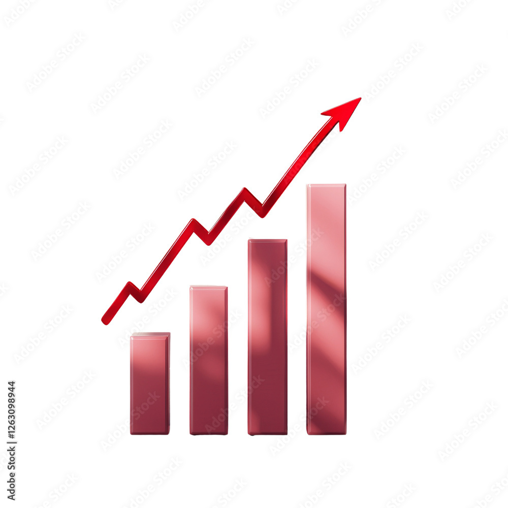 Aufkleber Increasing bar graph with upward trend symbolizes growth and success. This represents financial progress and positive development in business