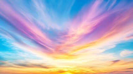 Naklejka premium Vibrant Sunrise with Colorful Clouds and Rich Orange Horizon