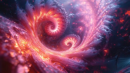 Abstract fiery spirals swirling cosmic nebula