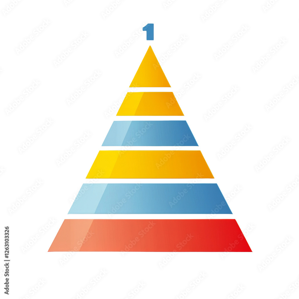 Fototapete pyramid diagram with colorful layers representing levels or hierarchy, featuring prominent number on