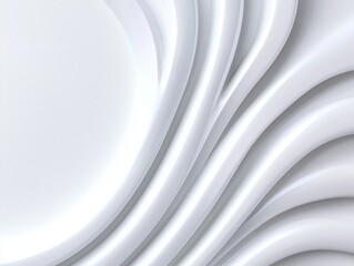 A minimalist design featuring smooth, wavy white shapes, creating a sense of depth and elegance.