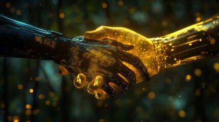 AI and Human Handshake Symbolizing Collaboration