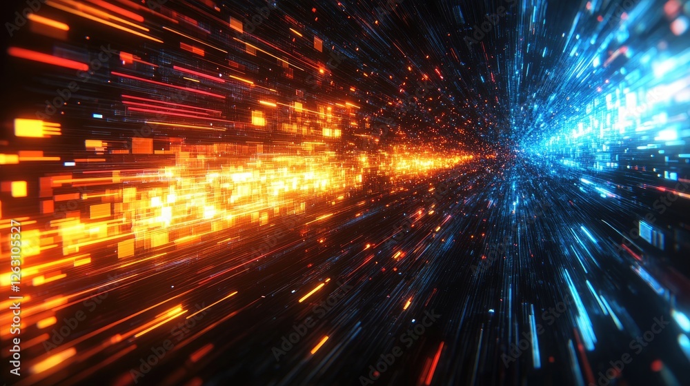 Wall mural abstract digital data stream visualization