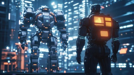 Fototapeta premium AI-powered Exoskeleton Assisting a Worker in an Industrial Setting