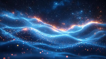 Obraz premium Glowing Starry Sky with Radiant Celestial Music Notes Blending Light and Melody