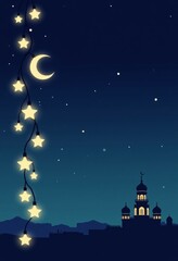 Naklejka premium Ramadan Lights String Minimalist Illustration for festive decorations with copy space