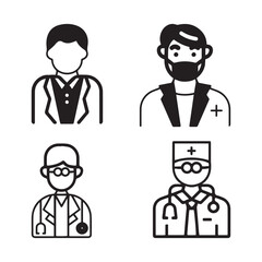 Doctor and nurse Icon silhouette vector illustration