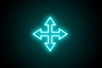 Fototapeta premium Arrow. Neon arrow sign. Neon road, arrow symbol. Colorful arrow icon. Glowing arrow icon.