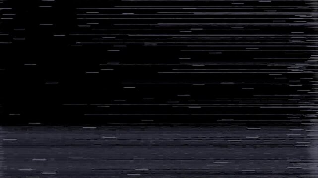 VHS-style glitch background with horizontal noise lines and subtle static distortions