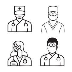 Doctor and nurse Icon silhouette vector illustration
