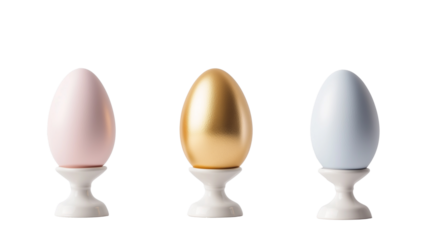Pastel Ceramic Egg Cups Holding Elegant Colored Eggs