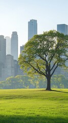 Obraz premium Cityscape park green tree sunrise tranquility nature