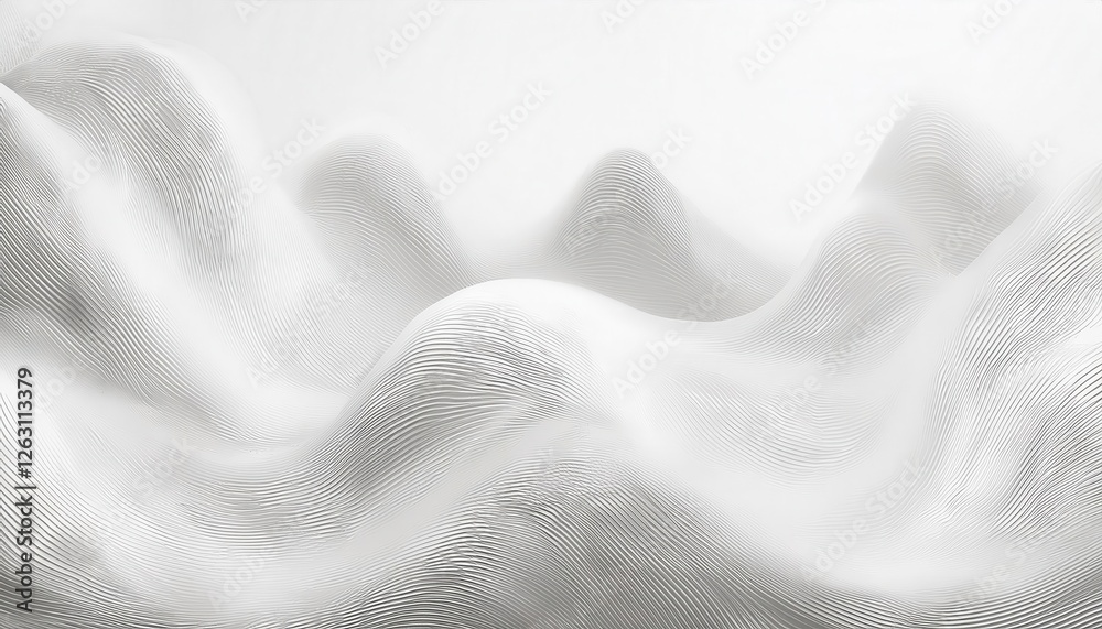 Poster minimalist abstract white wave pattern with fluid texture and fine lines, perfect for modern backgro