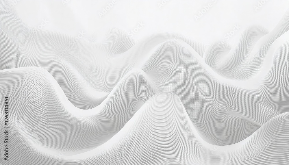 Fototapete minimalist abstract white wave pattern with fluid texture and fine lines, perfect for modern backgro