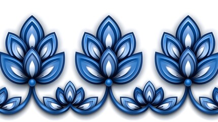 Blue Floral Pattern with Elegant Lotus Design Elements