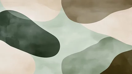 Fotobehang Abstract Green Beige Brown Organic Shapes Artwork © yogiandrias