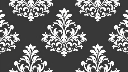 Fototapeta premium Elegant Vintage Floral Pattern on Dark Background for Design Projects