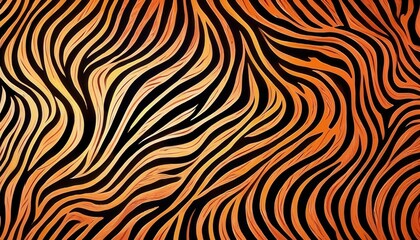 abstract tiger stripe pattern with wavy orange and black lines, artistic texture for textile, wallpaper, and graphic design

