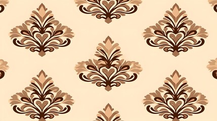 Obraz premium Elegant Floral Damask Pattern in Warm Earthy Tones Background