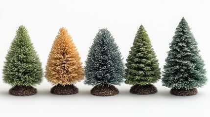 Miniature trees, studio, row, white, seasonal, decoration