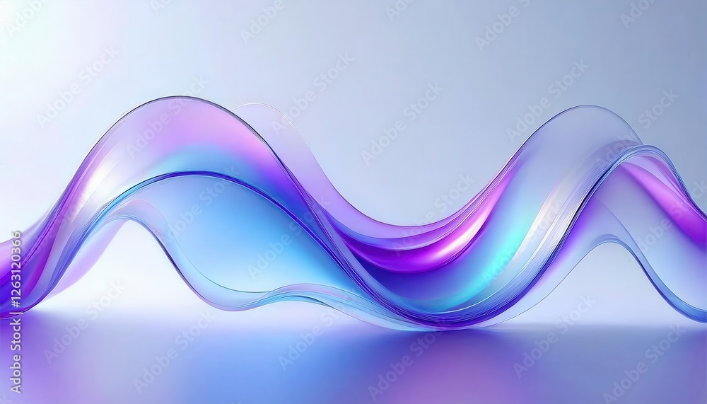 Poster fluid abstract wave with smooth gradient in purple and blue tones, futuristic digital background for