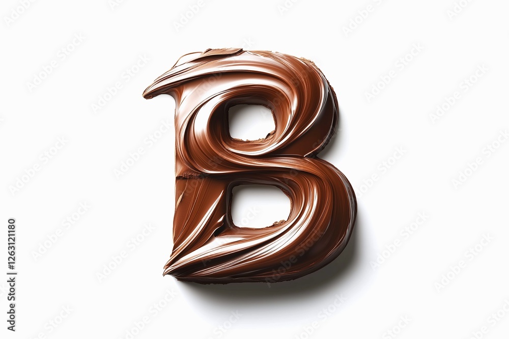Fototapete letter b designed with flowing cocoa texture isolated on white background