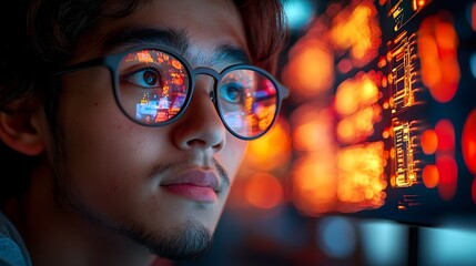 Radiant student using glowing digital tools to transform vibrant sketches into real world innovations in dynamic studio