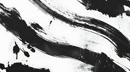 Abstract black and white ink splashes creating dynamic movement on a textured background