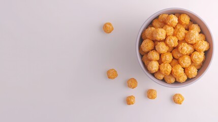 Fototapeta premium Crispy Orange Round Snacks in a Bowl on White Background