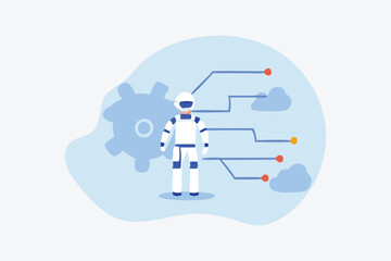  Vector illustration. Control systems ensure efficient and precise management processes in various industries The computer lab metaphor inspires creativity and exploration in engineering Vector illust