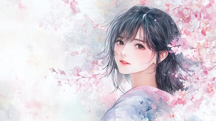 A hand-painted watercolor effect with soft pastel 