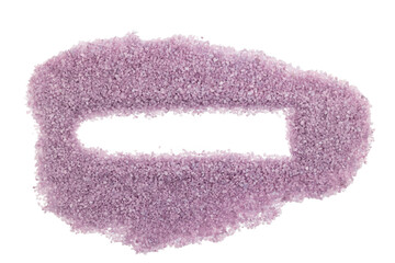 A pile of lavender bath salts on a light background with space for text in the middle