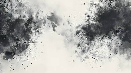 Abstract monochrome ink splashes creating a dramatic background with soft gradients and textures